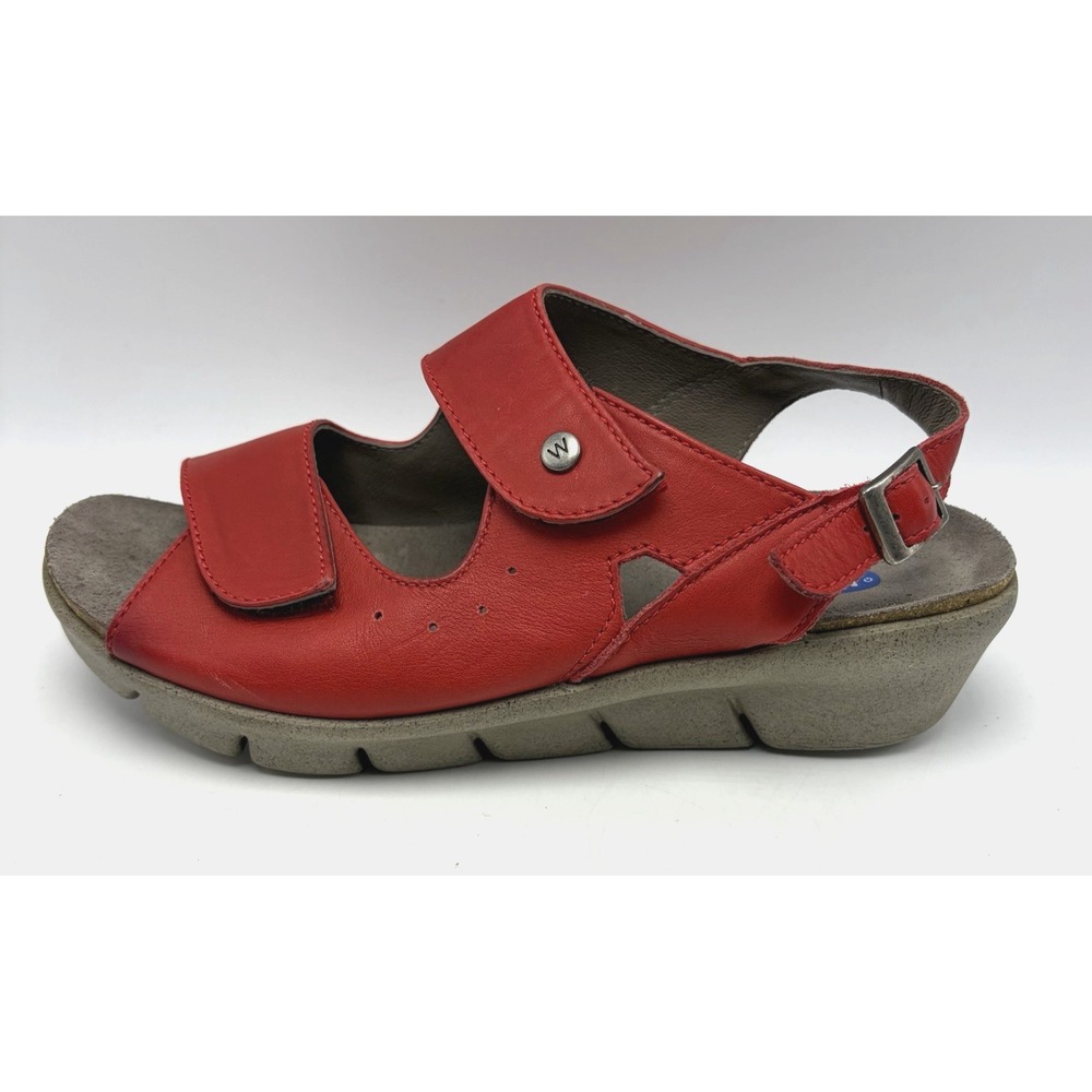 Wolky Sandals Women 7 Jasper Hook Loop Red Leather 38 Comfort Walking Casual
